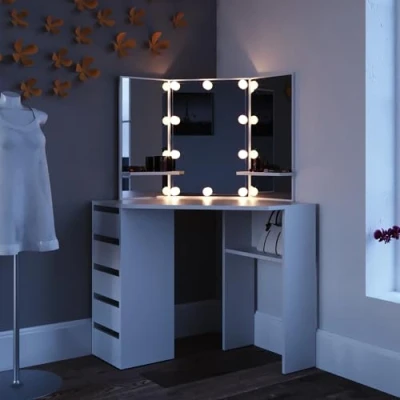 Abbildung von Vicco Schminktisch Arielle, Weiß, 110 cm mit LED Beleuchtung