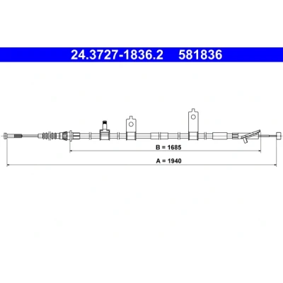Abbildung von ATE 24.3727 1836.2 Handbremsseil 1940 MAZDA: 6 Kombi