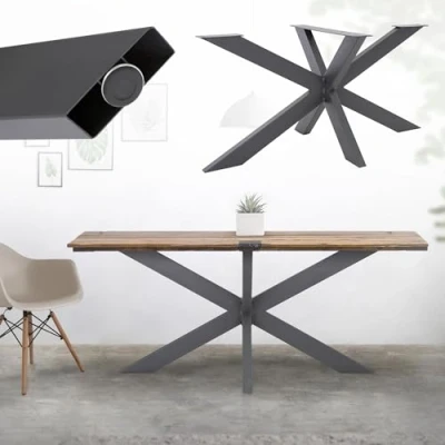 Abbildung von ML Design Tischbein Tischgestell Spider Kreuzgestell Schwerlast aus Stahl für DIY, Tischfüße X 85x71x85 cm Anthrazit Industriedesign