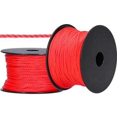 Abbildung von ToolSpace Maurerschnur Bauschnur 50m x 1.6mm Rot Polypropylen Seide Richtschnur Lotschnur Stärke Pflasterschnur langlebig &amp; reißfest für Wasserwaage