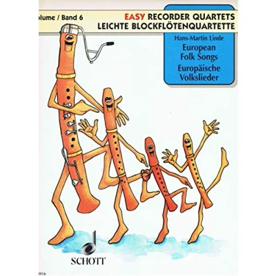 Abbildung von Europäische Volkslieder: 4 Blockflöten (SATB). Spielpartitur.: Vol. 6. recorders Partition d&#039;exécution. (Leichte Blockflötenquartette)