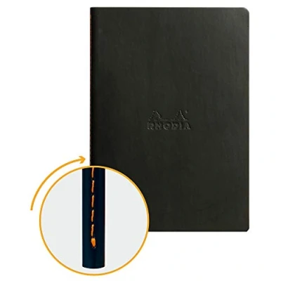 Abbildung von Rhodia 116452C Rhodiarama Notizbuch (ideal für Ihre Notizen, DIN A5, 14,8 x 21 cm, 32 Blatt, dot, Premium Velinpapier 85g, elfenbein) 1 Stück, schwarz