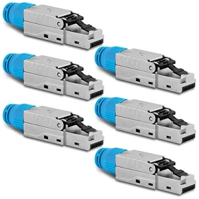 Abbildung von NAUC CAT 8 RJ45 Netzwerkstecker 6X Stecker Steckverbinder mit Zugentlastung geschirmt werkzeuglos CAT8.1 LAN Netzwerkkabel