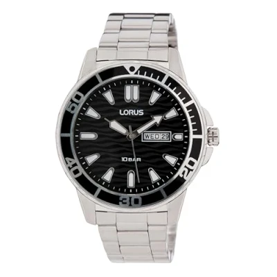 Abbildung von Lorus Herren Analog Quarz Uhr mit Metall Armband RH355AX9, Schwarz