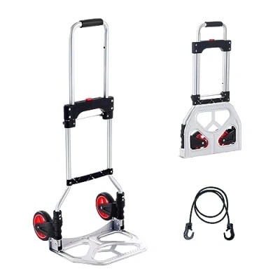 Abbildung von VEVOR Sackkarre Klappbar 80kg Transportkarre aus Aluminiumlegierung und Kunststoff Stapelkarre mit verstellbarem Griff 715 930mm Faltbarer Trolley inkl. Bindeseil kompakte Größe zum Verstauen