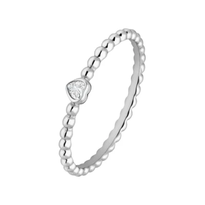 Abbildung von Lucardi Damen Silberner Ring Kugel mit Herz Zirkonia 925 Silber Silberfarbig 18/57 mm Nickelfrei