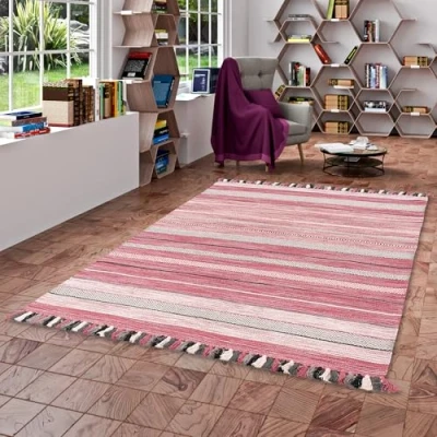 Abbildung von Pergamon Natur Teppich Kelim Kalleen Rosa in 6 Größen