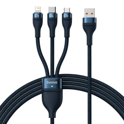 Abbildung von Baseus 3in1 USB Kabel 3 in 1 Flash Serie, C + Micro Lightning 66W, 1,2m (Blau)