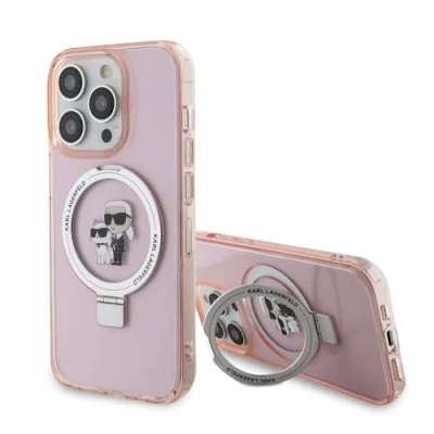 Abbildung von CG MOBILE Karl Lagerfeld Magfit Ringstand Hülle für iPhone 15 Pro Max (Pink)