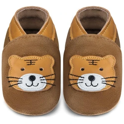 Abbildung von IceUnicorn Baby Lauflernschuhe Krabbelschuhe Mädchen Jungen Lederschuhe Weicher Leder Hausschuhe Wildledersohlen Babyschuhe(Kastanientiger, 6 12 Monate)