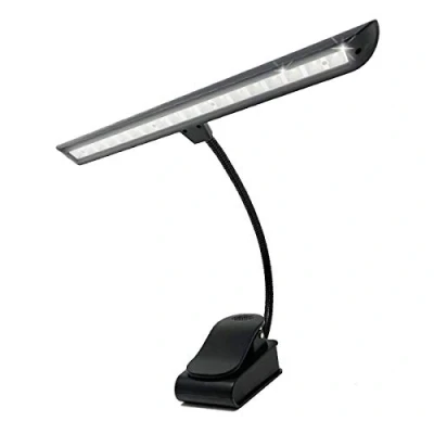 Abbildung von Infitronic IN18LEDNLR 18 LEDs Wiederaufladbare Notenpultleuchte/Notenpultlampe/Klavierlampe/Leselampe/Klemmleuchte Dimmbar 2 Farbmodi 2000mAh Akku Schwarz