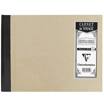 Abbildung von Clairefontaine 96042C Reisealbum (mit Leinenbindung, Aquarellpapier, 180 g, gekörnt, DIN A5, 14,8 x 21 cm, 60 Blatt, ideal für Reisen, robust und elegant) hellgrau