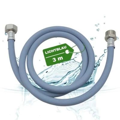 Abbildung von LICHTBLAU Verlängerung Zulaufschlauch I 3m mit METALLGEWINDE Geschirrspüler Waschmaschine Anschluss 3/4 Zoll Wasserzulaufschlauch universell verwendbar Hersteller unabhängig