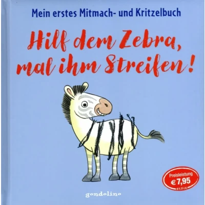 Abbildung von Hilf dem Zebra, mal ihm Streifen! Mein erstes Mitmach und Kritzelbuch: Mitmachbuch für kreative Mädchen Jungen ab 2 Jahren