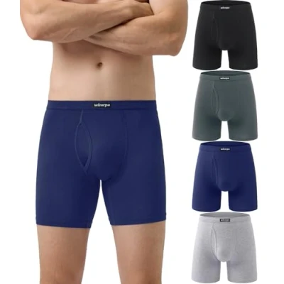 Abbildung von wirarpa Boxershorts Herren Männer Unterhosen Weiche Unterwäsche Men Modal mit Eingriff ohne Etikett 4er Pack Mehrfarbig Größe L