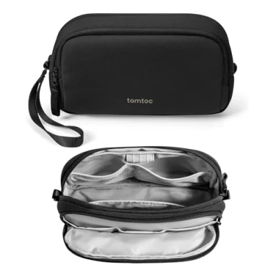 Abbildung von tomtoc Kabeltasche Zubehörtasche, Reise EDC Elektronik Organizer Tasche Kabelorganizer Tech Pouch Bag für Laptop Zubehör, Powerbank, Ladekabel, Ladestecker, Festplatte, DJI Osmo Pocket 3, Schwarz