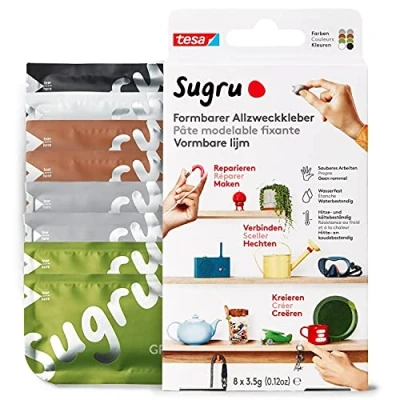 Abbildung von 10 x Sugru Allzweckkleber formbar VE=8 Stück (8x3,5 g) schwarz/weiß/gr