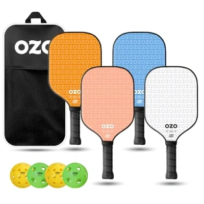 Abbildung von OZO Pickleball Set mit 4 Schlägern, Bällen und Tasche Spark Energia Ritmo (Power Schläger für Anfänger) + Injektionsbälle (2xIndoor+2xOutdoor) USAPA Zugelassen