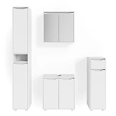 Abbildung von Vicco Badmöbel Set Ruben, Weiß, 4 Teile, (4 er Set, St., Set)