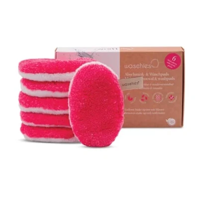 Abbildung von waschies waschbare Abschmink &amp; Reinigungspads wiederverwendbar, porentiefe Reinigung nur mit Wasser, hautschonend, hypoallergen, supersoft &quot;Pink Edition&quot; 6er Set