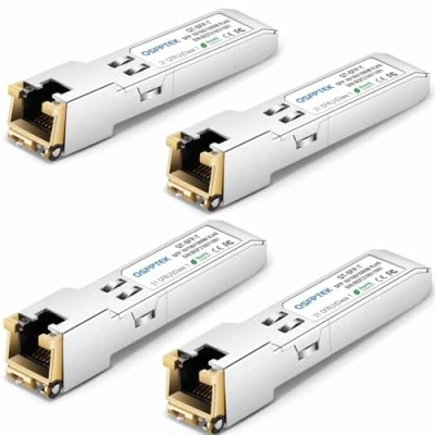 Abbildung von QSFPTEK 4 Pack Gigabit SFP Copper RJ45 Module 10/100/1000BASE T to Mini GBIC Transceiver for Cisco GLC T/SFP GE T, Mikrotik S RJ01, up 100m 4pack