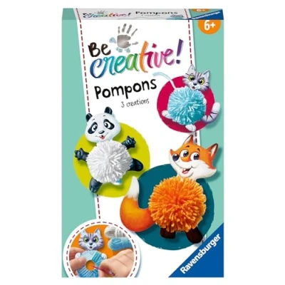 Abbildung von Ravensburger BeCreative Pompon Animals Bastelset für Kinder ab 6 Jahre, Pompons zum basteln Mädchen und Jungen 18429 Ostergeschenke Kinder, Osterdeko selber