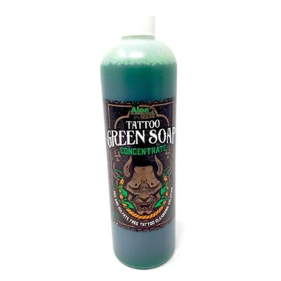 Abbildung von ALOE Green Soap Konzentrat 0,5L für 5Liter Grüne Seife TATTOO abwischen/reinigen INKgrafiX® Deutschland PROFI STUDIO IG42248 vegan