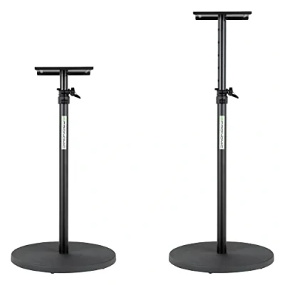 Abbildung von Pronomic SLS 128 BK Studio Monitor Stativ Paar 2 Boxenständer für Studiomonitore Ständer mit stabilem Rundsockel Lautsprecherständer verstellbar von 75 123,5 cm Ablagefläche 23 x