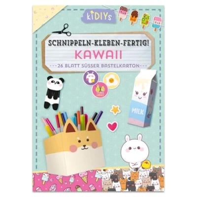 Abbildung von Schnippeln Kleben Fertig Kawaii: 26 Blatt süßer Bastelkarton mit einfachen Anleitungen für Kinder ab 4 Jahren (kiDIYs)