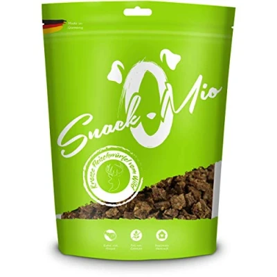 Abbildung von SnackOMio Premium Hundesnack krosse Fleischwürfel vom Wild, getreidefrei, 1er Pack (1 x 125g)