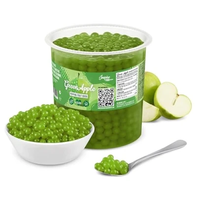 Abbildung von INSPIRE FOOD Bubble Tea Perlen Grüner Apfel für Popping Boba Perlen, Tapioka Fruchtperlen und 100% vegan glutenfrei, ohne künstliche Farbstoff, 3.2KG