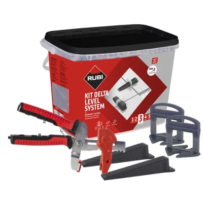 Abbildung von Rubi Delta Nivelliersystem Starterset 1 mm (100 Clips + 100 Keile)