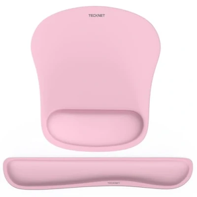 Abbildung von TECKNET Mauspad mit Handauflage, Gelkissen Mousepad und Ergonomische Memory Foam Tastatur Handgelenkauflage Set, Wasserdicht Mausunterlage für Computer Laptop