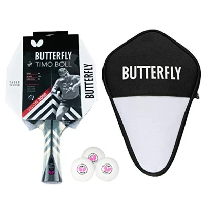Abbildung von Butterfly Tischtennisschläger 1x Timo Boll Vision 3000 + Cell Case 1 Bälle, Tischtennis Schläger Set Tischtennisset Table Tennis Bat Racket