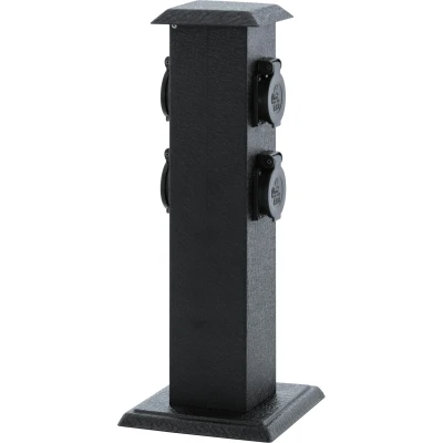 Abbildung von Eglo 93426 Steckdosensäule PARK 4 Steckdosen schwarz L:11,5cm B:11,5cm H:40cm IP44