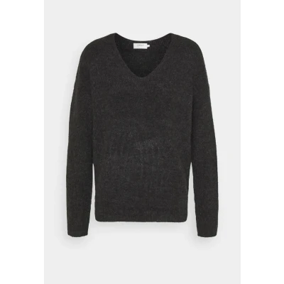 Abbildung von ONLY Camilla Vneck L/S NOOS Strickpullover, Damen, Größe: XS, Dark grey melange