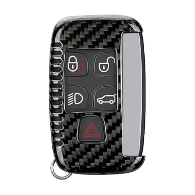 Abbildung von M.JVisun Echte Kohlefaser Abdeckung Fall Schlüsselgehäuse Für Land Rover Discovery 4 / Sport Freelander 2 Range Evoque Velar Auto Schlüssel Schlüsselanhänger Schwarz