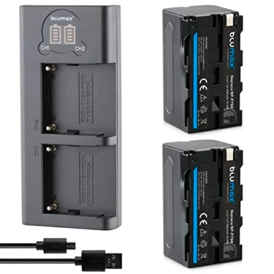 Abbildung von Blumax 2X für Sony NP F750 4400mAh + Slim Dual Ladegerät