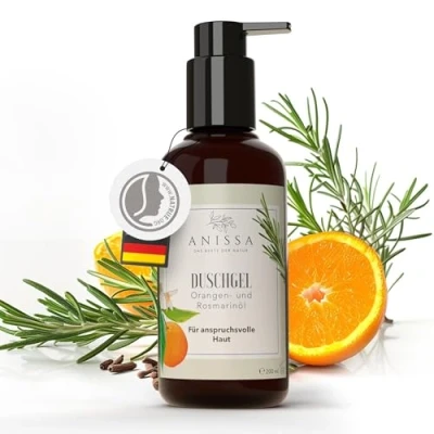 Abbildung von Anissa Naturkosmetik Duschgel Damen 200ml Sanfte Reinigung &amp; Pflege für empfindliche Haut Natürliche Inhaltsstoffe Feuchtigkeit Regeneration, Frischer Duft