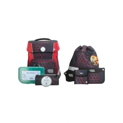 Abbildung von SCHOOL MOOD® Schulranzen Champion Maxx (Set, 7 tlg., mit Turnbeutel, Etui, Schlamperrolle, Brustbeutel, Brotdose, Patchies), 21 Liter, für Grundschule