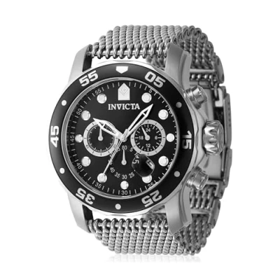 Abbildung von Invicta Pro Diver 47236 Herren Uhr Wasserdicht Analog Quarzuhrwerk Edelstahl mit schwarzen zifferblat 48mm