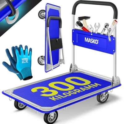Abbildung von MASKO Transportwagen, Plattformwagen Lagerwagen Klappbar Inkl. Arbeitshandschuhe