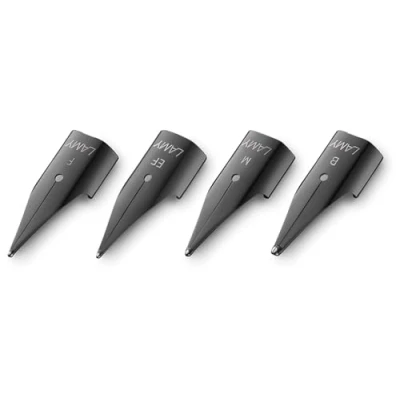 Abbildung von Lamy Z 50 Feder 888 Ersatzfeder aus verchromtem Edelstahl in der Farbe Schwarz Federstärke M, F, B, EF 4er Bundle
