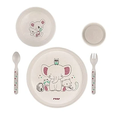 Abbildung von reer Growing Kindergeschirr Set &quot;LovelyFriends&quot;, Nachhaltig ohne Schadstoffe, melaminfrei, mit Tiermotiv