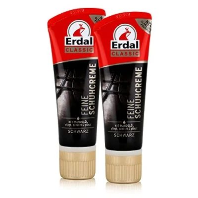 Abbildung von Erdal Classic Feine Schuhcreme Schwarz Tubencreme, mit Mandelöl 75ml Pflegt, schützt &amp; glänzt (2er Pack)
