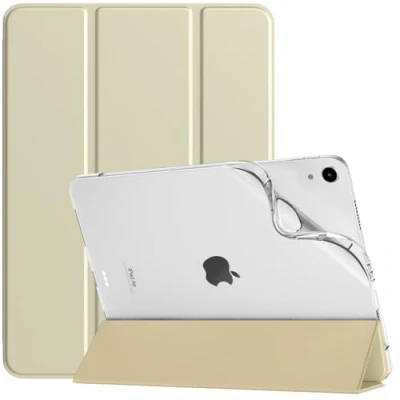 Abbildung von TiMOVO Hülle für iPad Air 11 Zoll M2 2024, 6/5/4 (2024/2022/2020) 10,9&quot;, Schlanke mit weicher TPU Transluzente Matt Rückseite, Auto Schlaf/Aufwach Schutzhülle, Champagner Gold