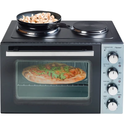 Abbildung von bestron Kleinküche &quot;AOV31CP Crispy &amp; Co&quot;, mit Ofen und Doppelkochplatte, 3200 Watt, Schwarz