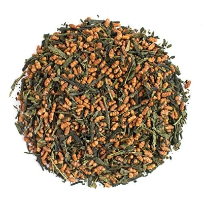 Abbildung von Organischer Moya Grün Tee Genmaicha 100 g Loseblatttee mit geröstetem, gepufftem braunem Reis Grüner Genmai Cha aus Japan Vegetarisch und Vegan Freundlich im wiederverschließbaren Beutel