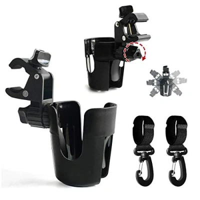 Abbildung von Getränkehalter für Kinderwagen Buggy, 360 Grad Rotation Cup Halter For Trinkflasche Babyflaschen Fit und Rollstuhl Schwarz Trinkflaschen Nuckelflaschen Kaffeehalter