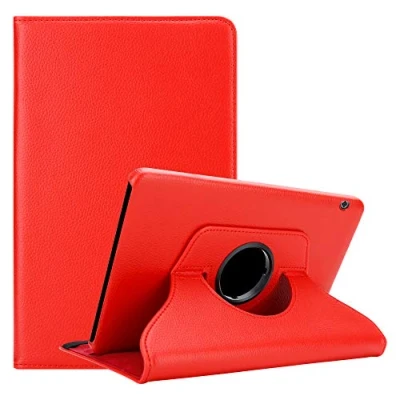 Abbildung von Cadorabo Hülle kompatibel mit Huawei MediaPad T5 10 (10.1 Zoll) Tablethülle ohne Auto Wake Up aus Kunst Leder Flip Klappbare Stoßfeste Cover für Tasche in Rot
